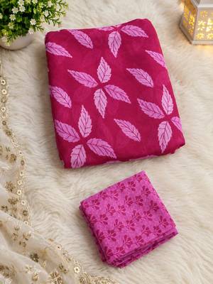 Pink smooth chiffon saree with blouse 3