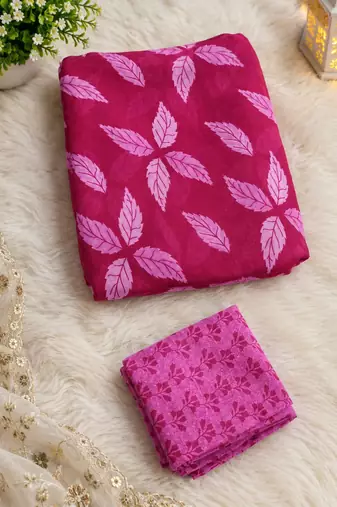 Pink smooth chiffon saree with blouse