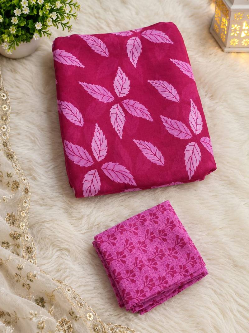 Pink smooth chiffon saree with blouse