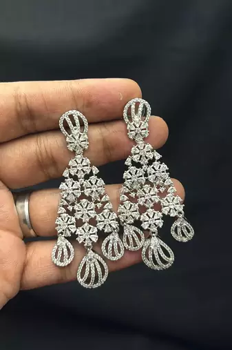 Indian Bridal Necklace Earrings Set, Crystal Statement Choker, Floral Motif Jewelry