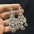 Indian Bridal Necklace Earrings Set, Crystal Statement Choker, Floral Motif Jewelry