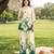 Cream green printed rayon 2-pieces co-ord sets for women