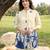 Cream blue printed rayon 2-pieces co-ord sets for women