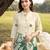 Cream green printed rayon 2-pieces co-ord sets for women