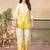 Cream yellow printed rayon 2-pieces co-ord sets for women
