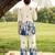Cream blue printed rayon 2-pieces co-ord sets for women