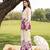 Cream purple printed rayon 2-pieces co-ord sets for women