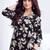 Black printed rayon 2-pieces co-ord sets for women