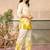 Cream yellow printed rayon 2-pieces co-ord sets for women