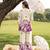 Cream purple printed rayon 2-pieces co-ord sets for women