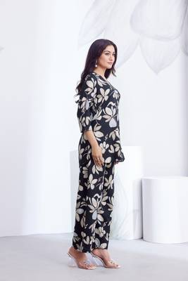 Black printed rayon 2-pieces co-ord sets for women 4