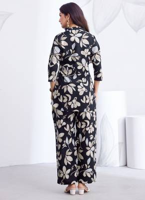 Black printed rayon 2-pieces co-ord sets for women 5