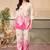Cream pink printed rayon 2-pieces co-ord sets for women