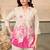 Cream pink printed rayon 2-pieces co-ord sets for women