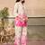 Cream pink printed rayon 2-pieces co-ord sets for women