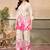 Cream pink printed rayon 2-pieces co-ord sets for women