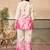 Cream pink printed rayon 2-pieces co-ord sets for women