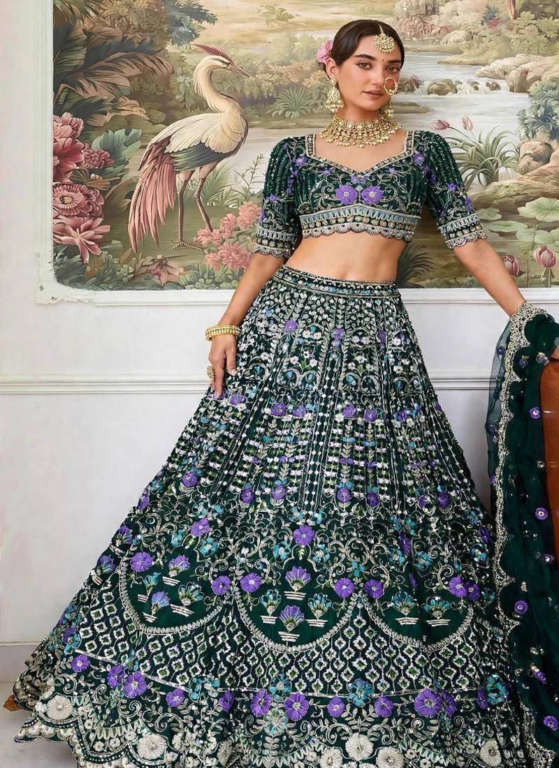 Embroidered Mono Satin Silk Lehenga Choli With Dupatta