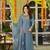Teal fendy satin top bottom dupatta set