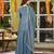 Teal fendy satin top bottom dupatta set