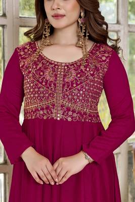 Maroon cp vichitra embroidered suit set 2