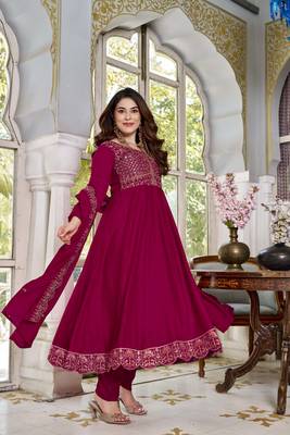 Maroon cp vichitra embroidered suit set 4