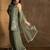 Pista green chinnon embroidered kurti palazzo set