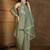 Pista green chinnon embroidered kurti palazzo set