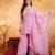 Pink embroidered crunchy silk blend short kurti palazzo set
