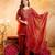 Rust embroidered crunchy silk blend short kurti palazzo set