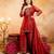Rust embroidered crunchy silk blend short kurti palazzo set