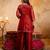 Rust embroidered crunchy silk blend short kurti palazzo set