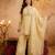 Yellow embroidered crunchy silk blend short kurti palazzo set