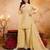 Yellow embroidered crunchy silk blend short kurti palazzo set