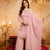 Pink embroidered kurta palazzo set with dupatta