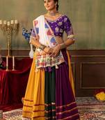 Navratri Multicolor Georgette Plain Lehenga Choli