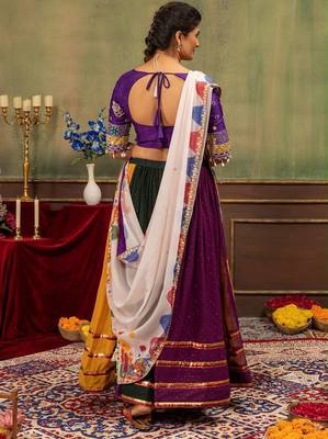 Navratri Multicolor Georgette Plain Lehenga Choli 2