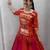 red cotton plain mirror work circular lehenga Lehenga Choli for Navratri