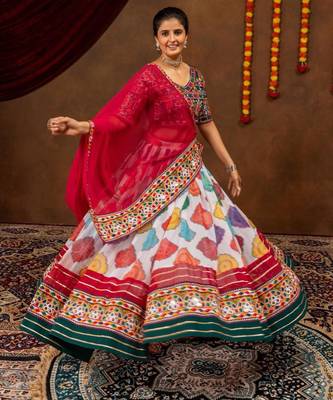multicolor georgette embroidered faux georgette circular lehenga Lehenga Choli for Navratri 1