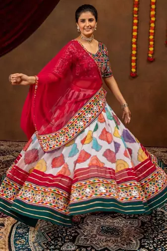 multicolor georgette embroidered faux georgette circular lehenga Lehenga Choli for Navratri