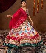 multicolor georgette embroidered faux georgette circular lehenga Lehenga Choli for Navratri
