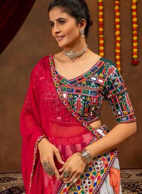 multicolor georgette embroidered faux georgette circular lehenga Lehenga Choli for Navratri 2