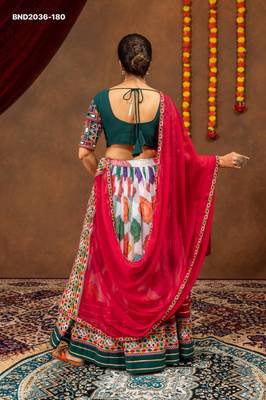 multicolor georgette embroidered faux georgette circular lehenga Lehenga Choli for Navratri 3