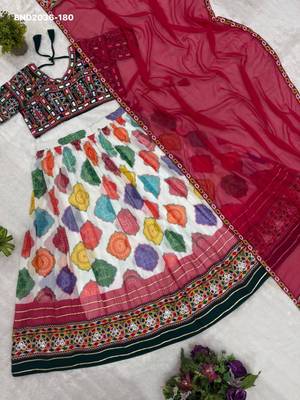 multicolor georgette embroidered faux georgette circular lehenga Lehenga Choli for Navratri 4