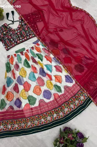 multicolor georgette embroidered faux georgette circular lehenga Lehenga Choli for Navratri