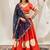 orange rayon printed gota patti circular lehenga Lehenga Choli for Navratri - full stitched free size
