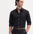 Men's Plain Black Casual Wear Spread Collar Shirt