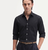 Men's Plain Black Casual Wear Spread Collar Shirt