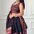 black rayon printed mirror work circular lehenga Lehenga Choli for Navratri- free size