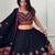 black rayon printed mirror work circular lehenga Lehenga Choli for Navratri- free size